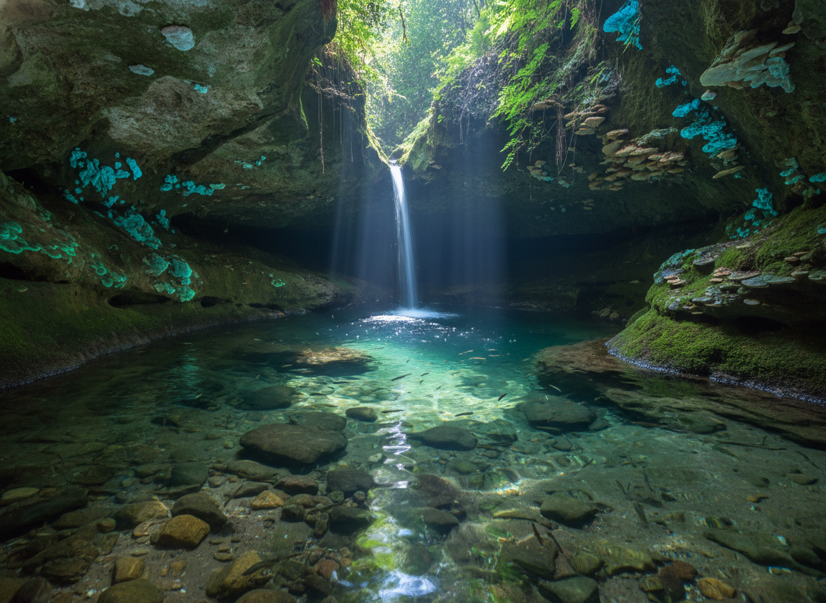 Clear underground spring water source